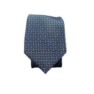 Tasso Elba Men's Positano Grid Blue Silk Neck Tie